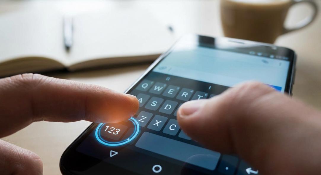 Manos escribiendo en teclado de smartphone